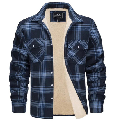 Veste à carreaux pour homme doublée en polaire avec fermeture à boutons