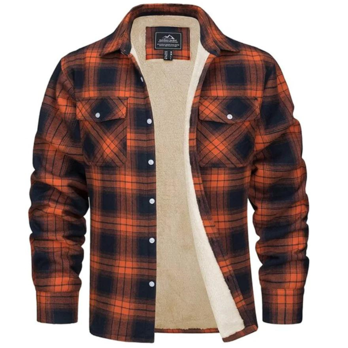 Veste à carreaux pour homme doublée en polaire avec fermeture à boutons