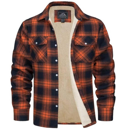 Veste à carreaux pour homme doublée en polaire avec fermeture à boutons