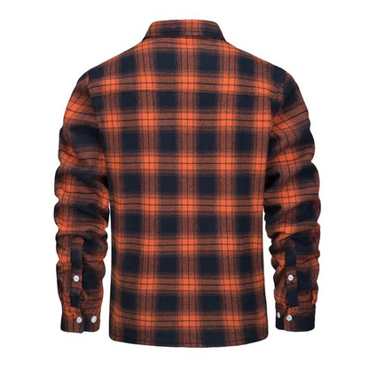 Veste à carreaux pour homme doublée en polaire avec fermeture à boutons