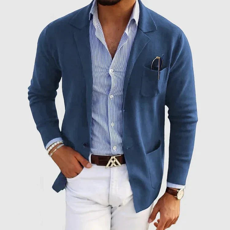 Veste blazer décontractée en maille pour homme