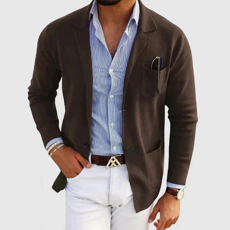 Veste blazer décontractée en maille pour homme