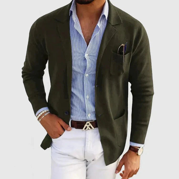 Veste blazer décontractée en maille pour homme