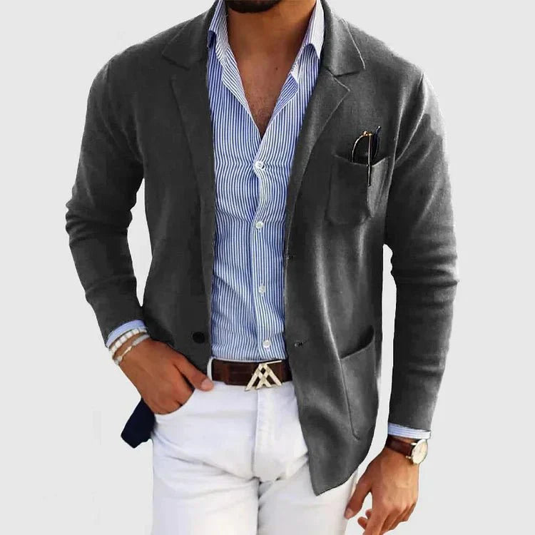 Veste blazer décontractée en maille pour homme