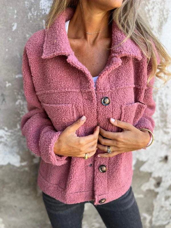 Veste boutonnée à col pour femme
