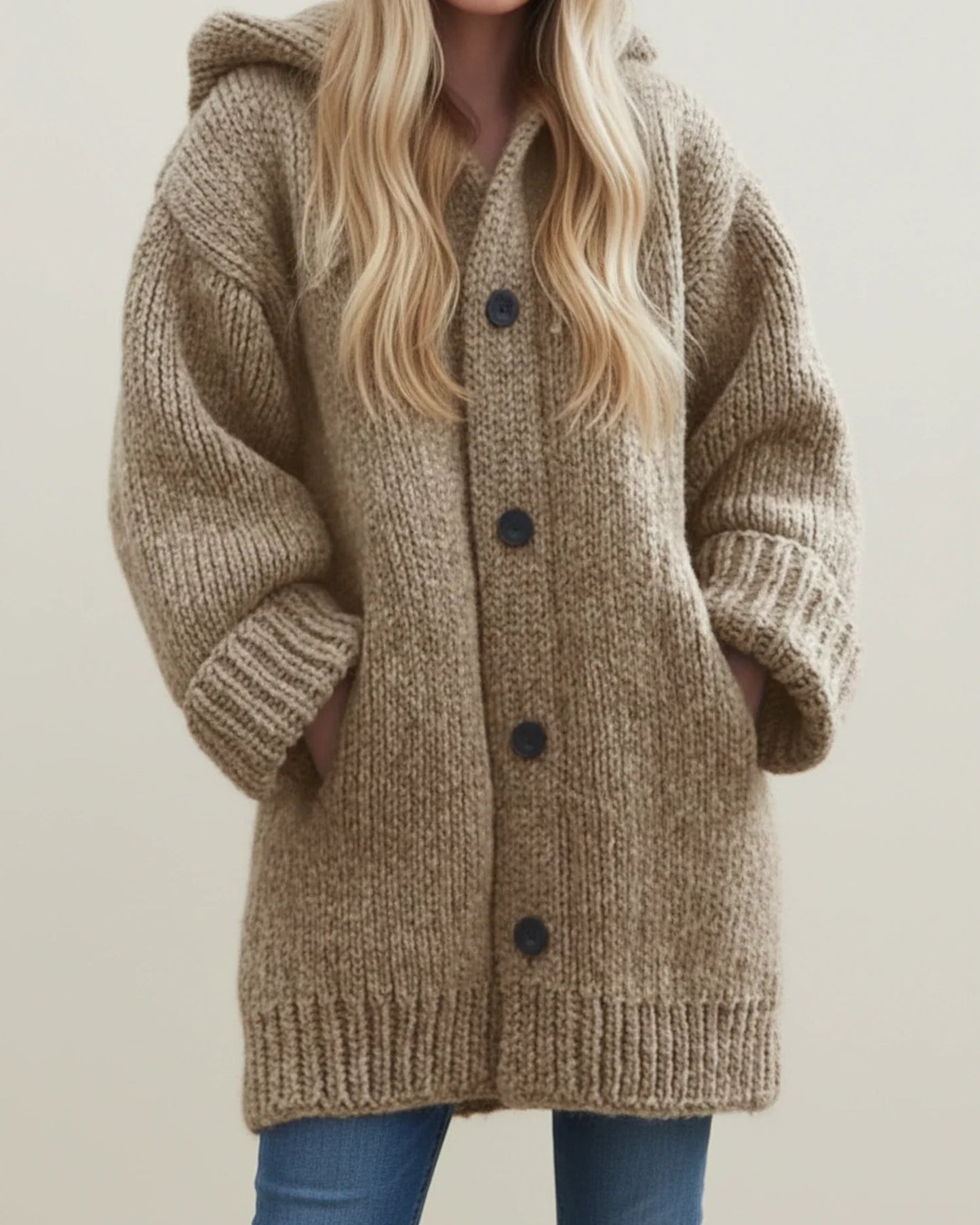 Veste cardigan à capuche chaude d’hiver pour femme