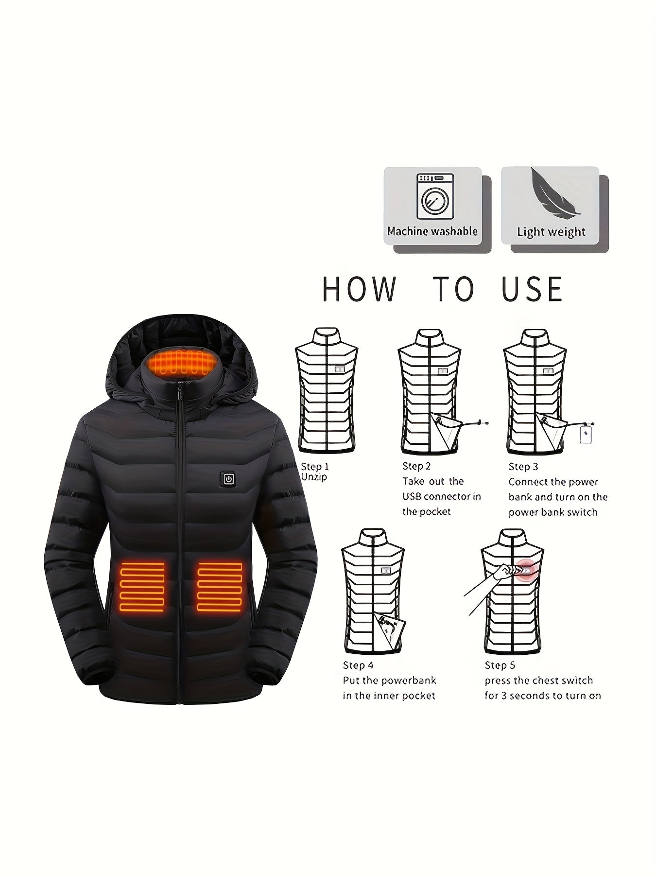 Veste chauffante pour femme – rechargeable via USB et légère
