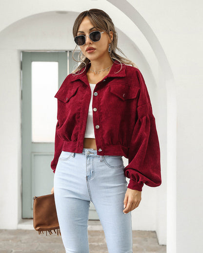 Veste courte boutonnée pour femme