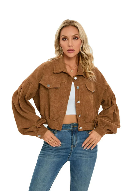 Veste courte boutonnée pour femme