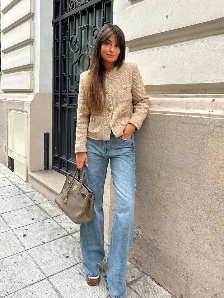 Veste courte en tweed pour femme