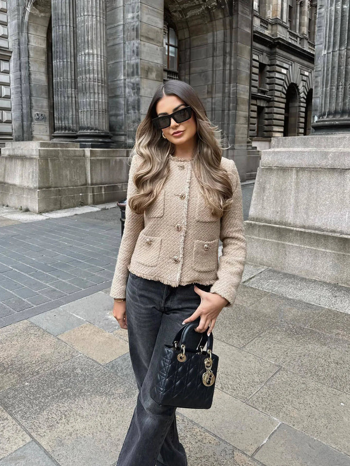 Veste courte en tweed pour femme