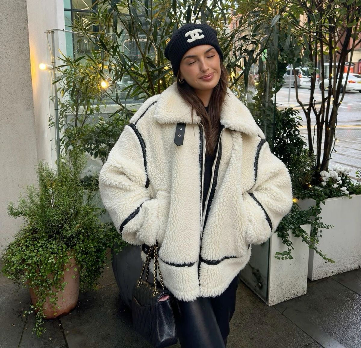 Veste d'hiver en sherpa pour femme
