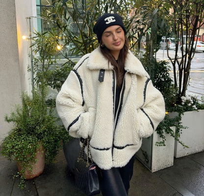 Veste d'hiver en sherpa pour femme