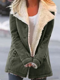 Veste d’hiver mi-longue à fausse fourrure pour femme