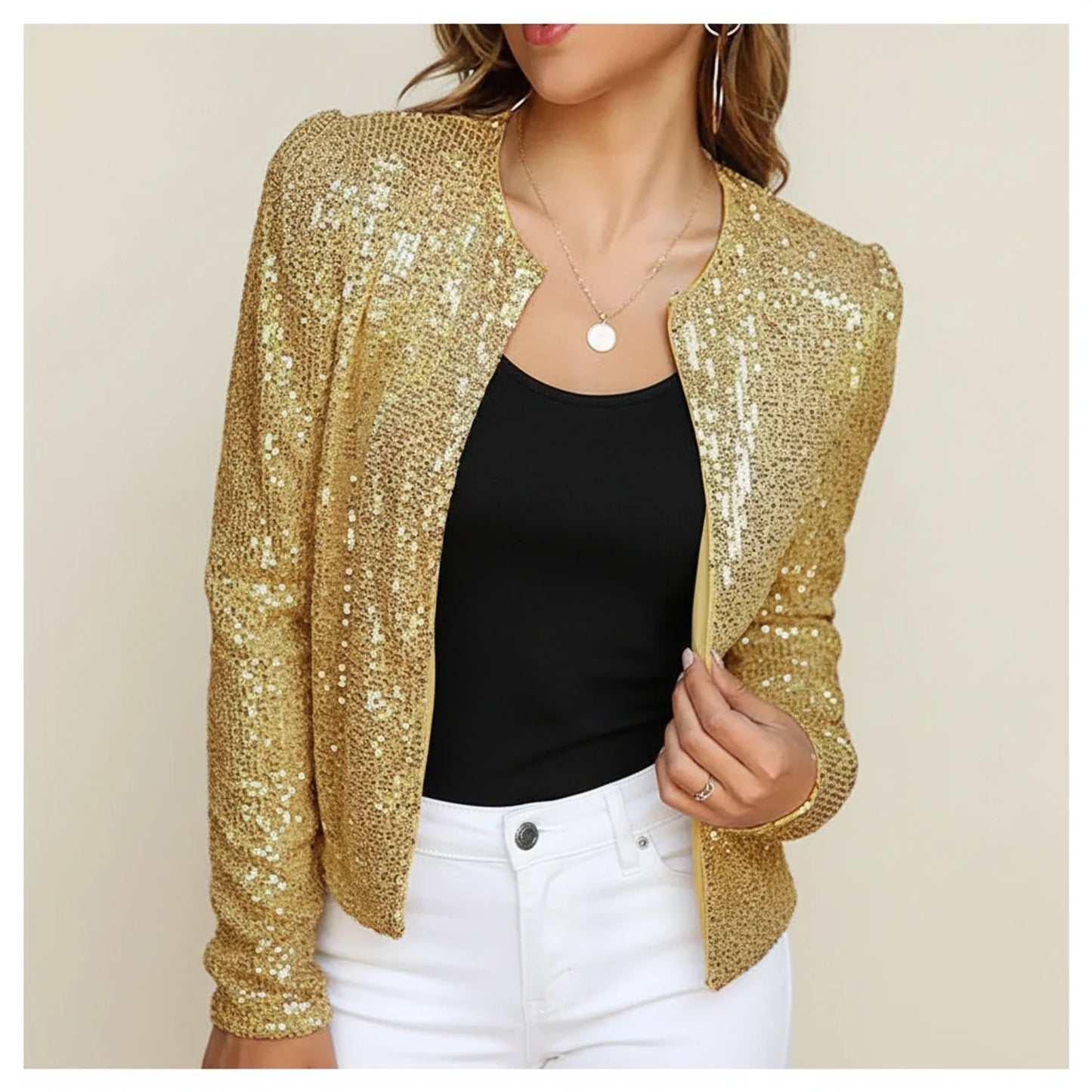 Veste de soirée à paillettes pour femme
