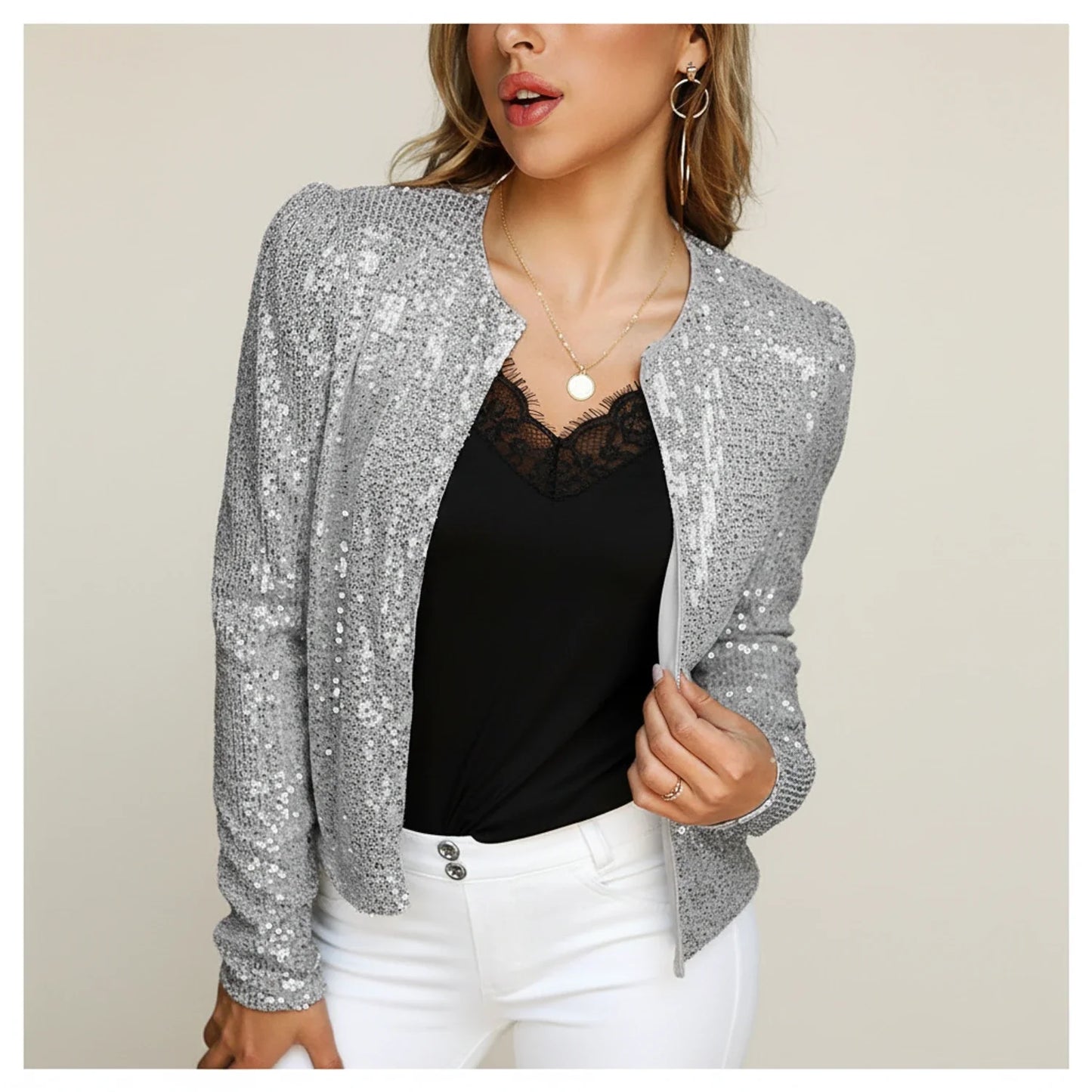 Veste de soirée à paillettes pour femme