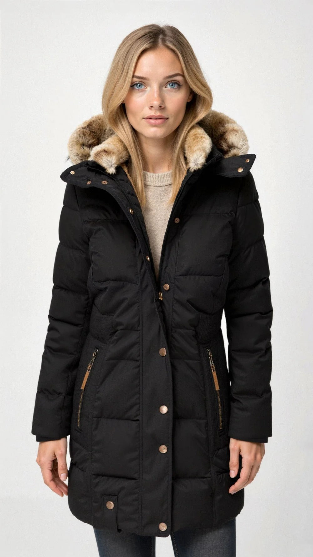 Veste doublée et matelassée à capuche pour femme