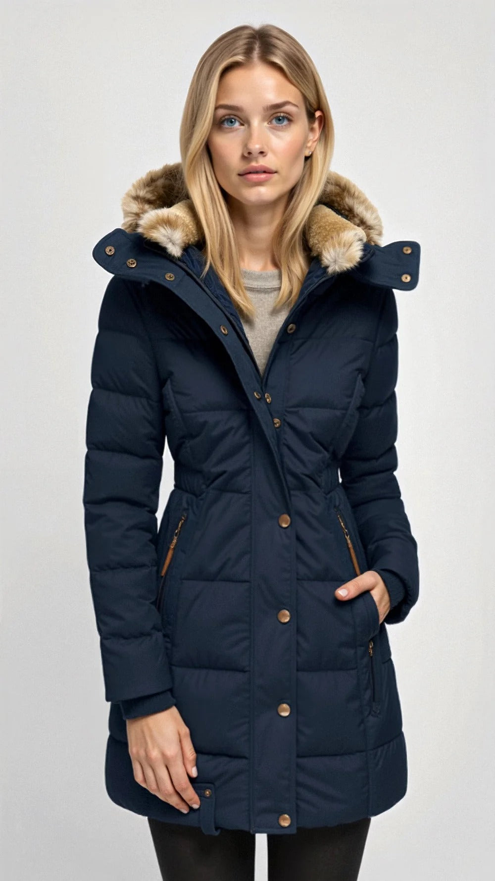 Veste doublée et matelassée à capuche pour femme
