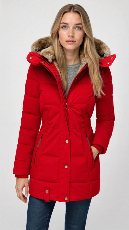 Veste doublée et matelassée à capuche pour femme