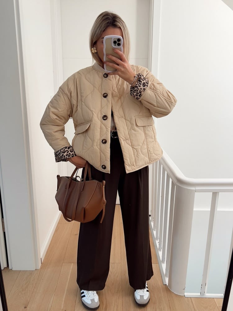 Veste élégante à doublure léopard – chic et moderne