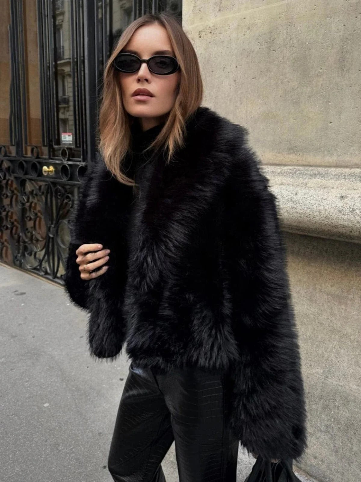 Veste en fourrure oversize pour femme