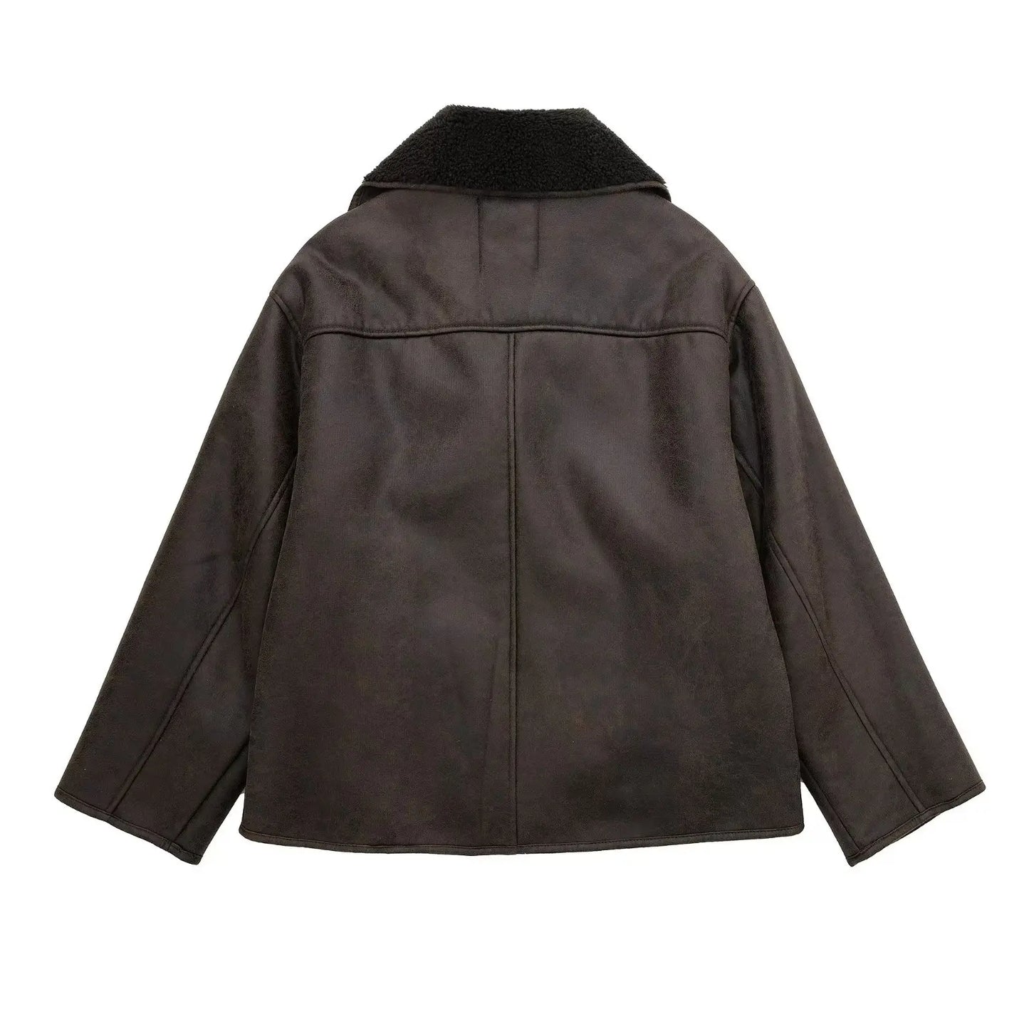 Veste femme en mouton retourné à double boutonnage