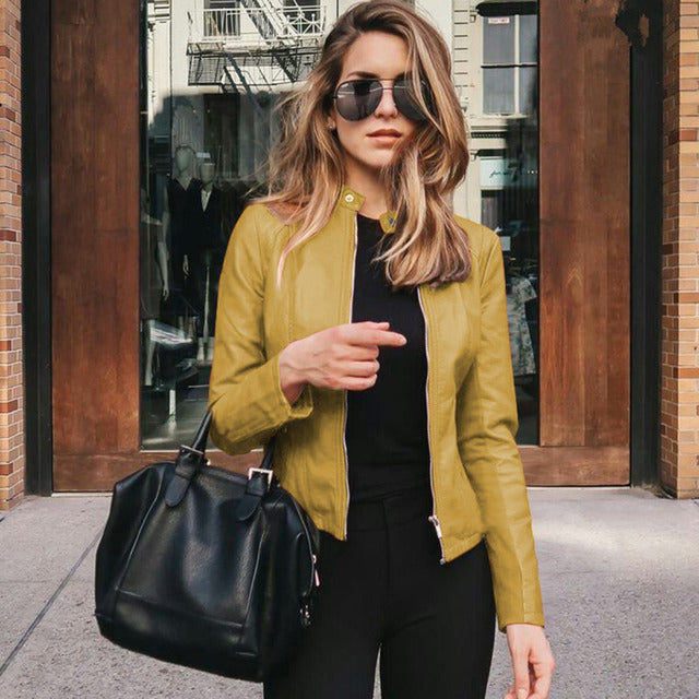 Veste femme sans col coupe slim