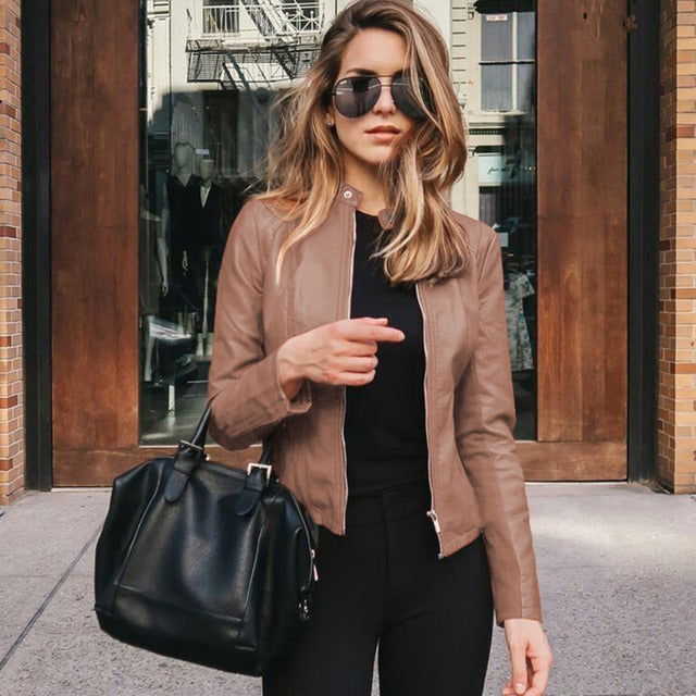 Veste femme sans col coupe slim