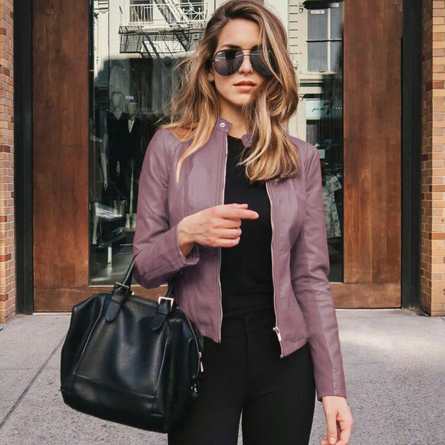 Veste femme sans col coupe slim
