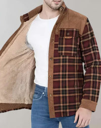 Veste homme à carreaux chaude et rembourrée pour l’hiver