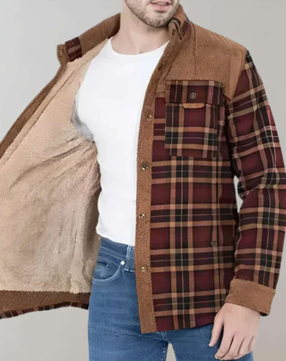 Veste homme à carreaux chaude et rembourrée pour l’hiver