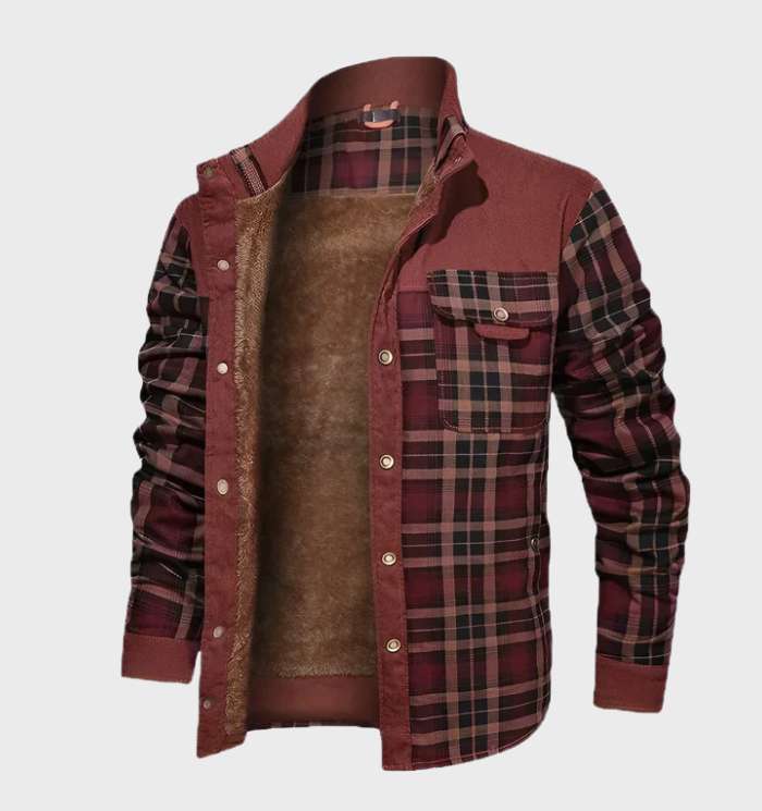 Veste homme à carreaux chaude et rembourrée pour l’hiver