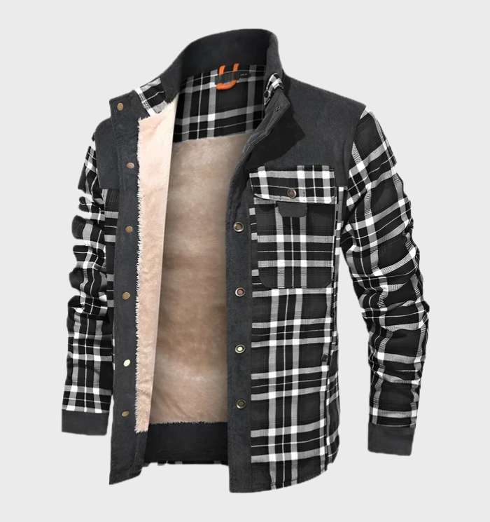 Veste homme à carreaux chaude et rembourrée pour l’hiver