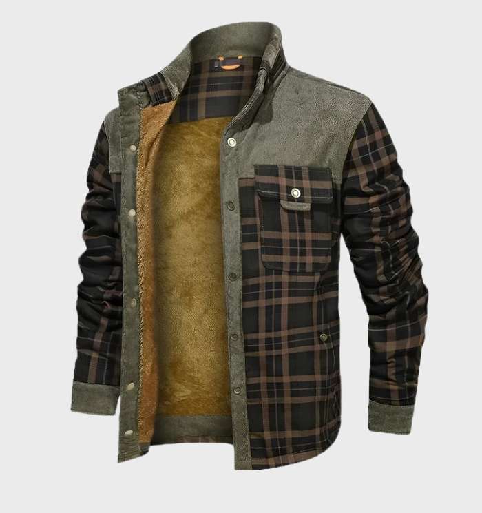 Veste homme à carreaux chaude et rembourrée pour l’hiver