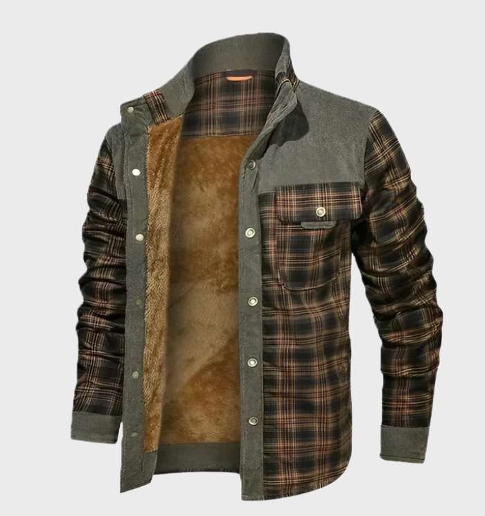 Veste homme à carreaux chaude et rembourrée pour l’hiver