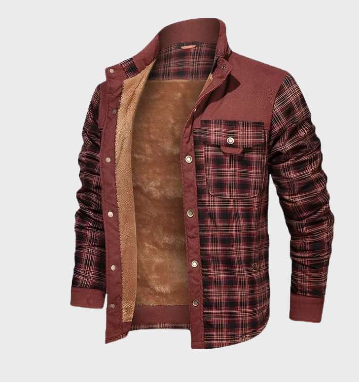 Veste homme à carreaux chaude et rembourrée pour l’hiver