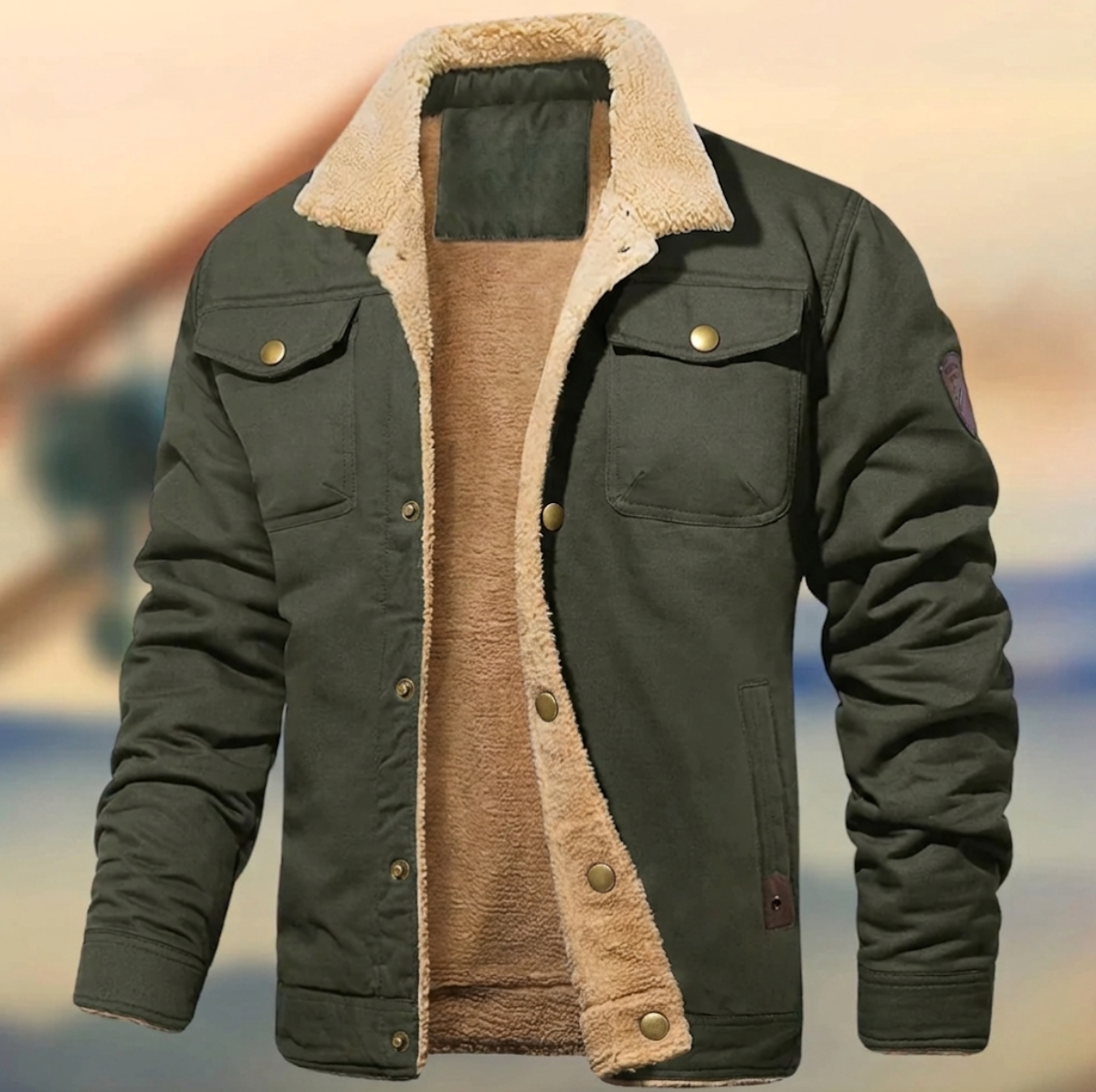 Veste homme à col sherpa boutonnée