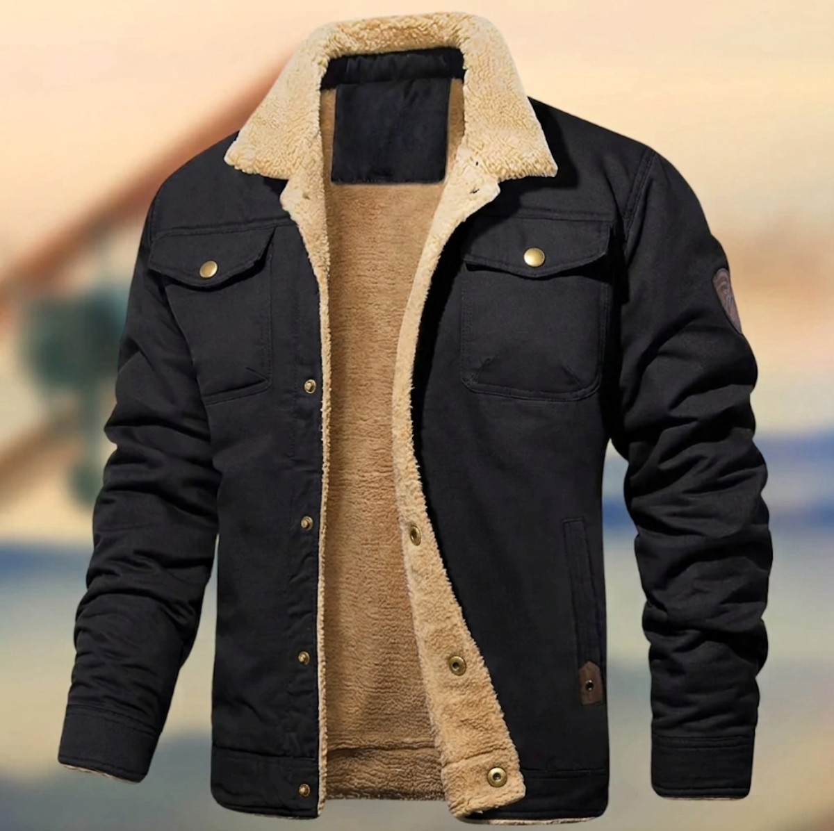 Veste homme à col sherpa boutonnée