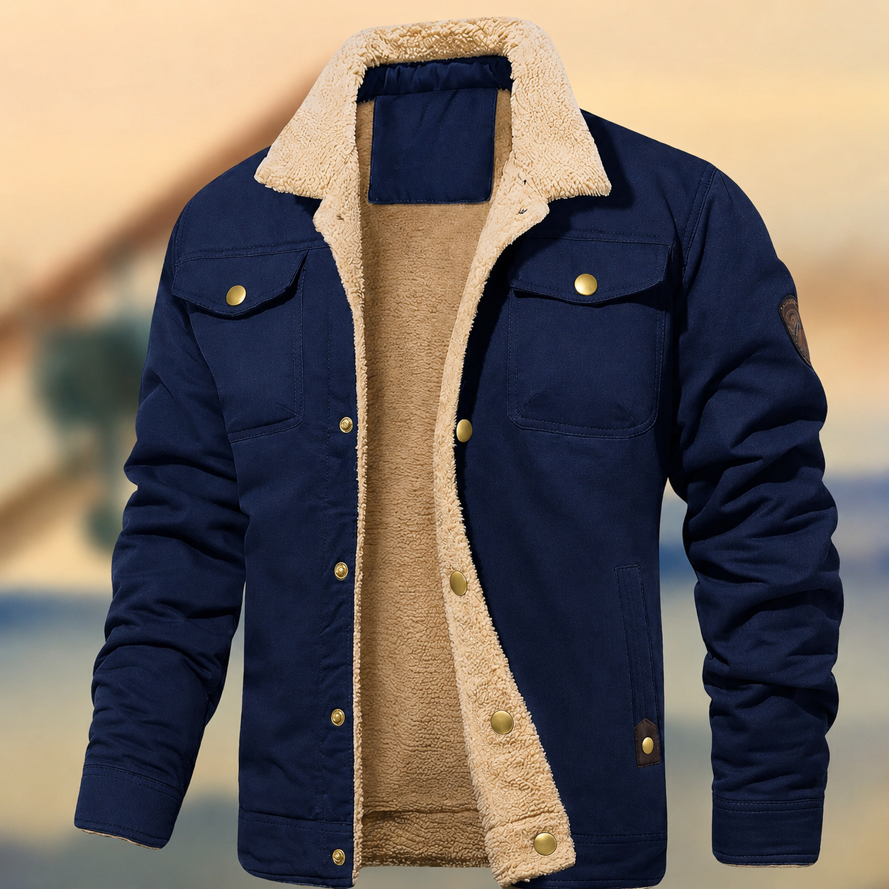 Veste homme à col sherpa boutonnée