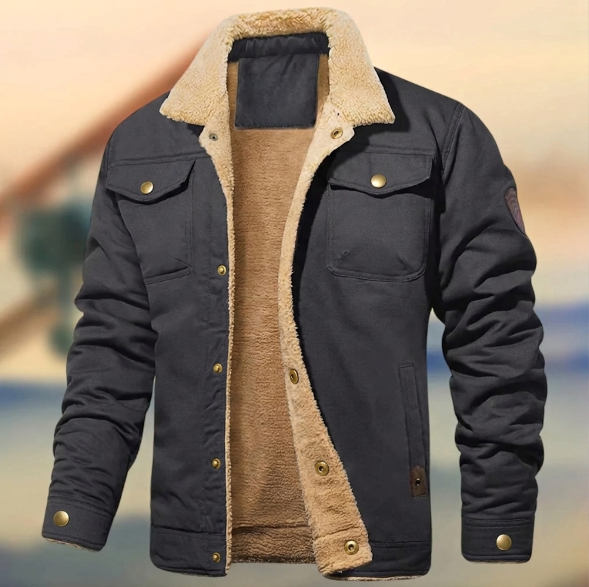 Veste homme à col sherpa boutonnée