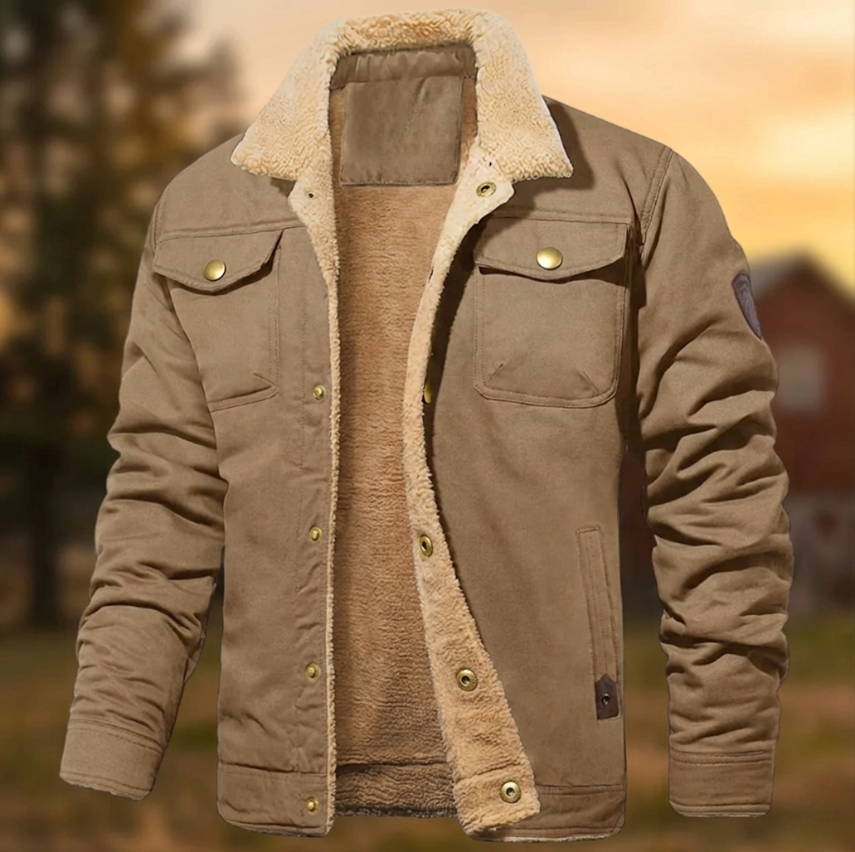 Veste homme à col sherpa boutonnée