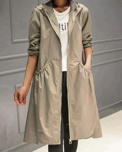 Veste longue à capuche pour femme