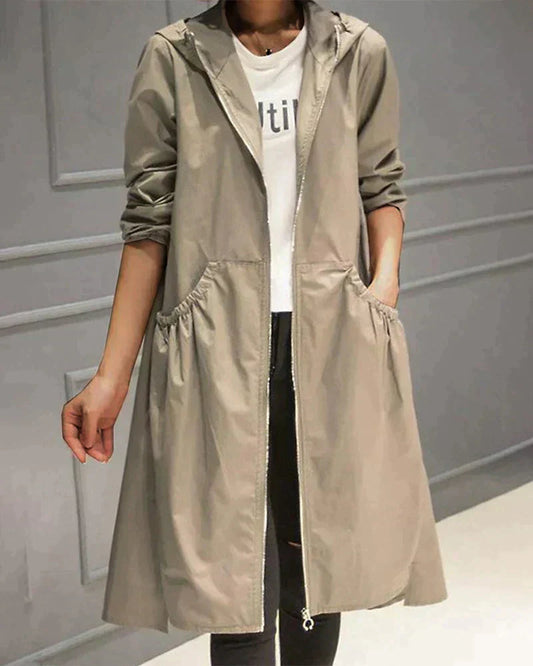 Veste longue à capuche pour femme