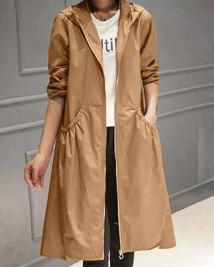 Veste longue à capuche pour femme