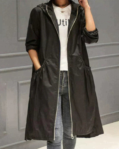 Veste longue à capuche pour femme