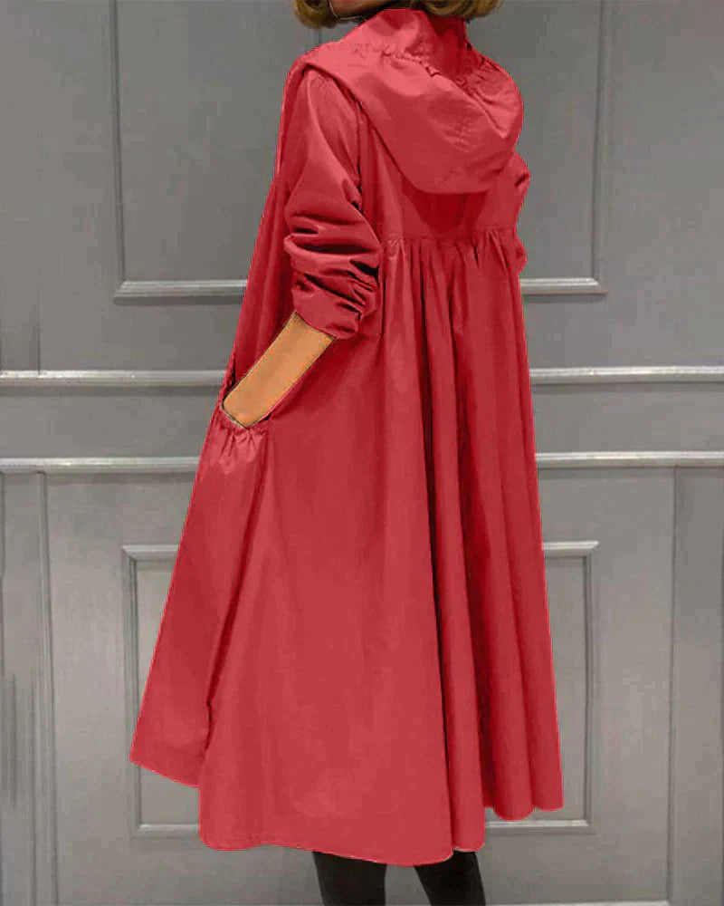 Veste longue à capuche pour femme