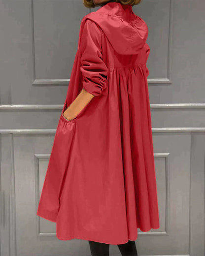 Veste longue à capuche pour femme