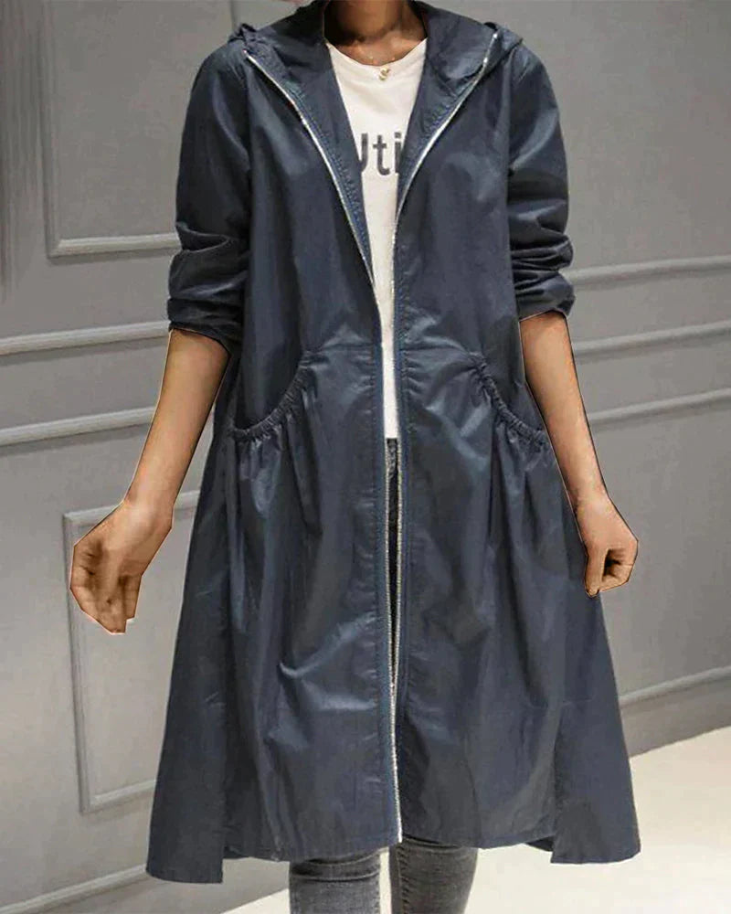 Veste longue à capuche pour femme