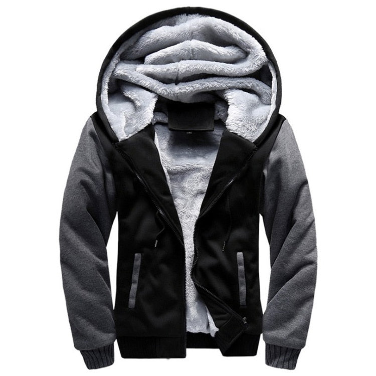 Veste polaire d'hiver pour homme avec capuche et fermeture éclair