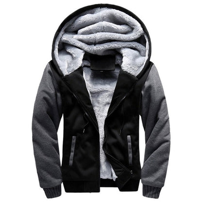 Veste polaire d'hiver pour homme avec capuche et fermeture éclair